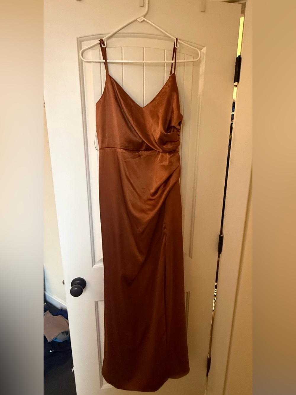 Birdy Grey Copper-Brown Satin Maxi Dress